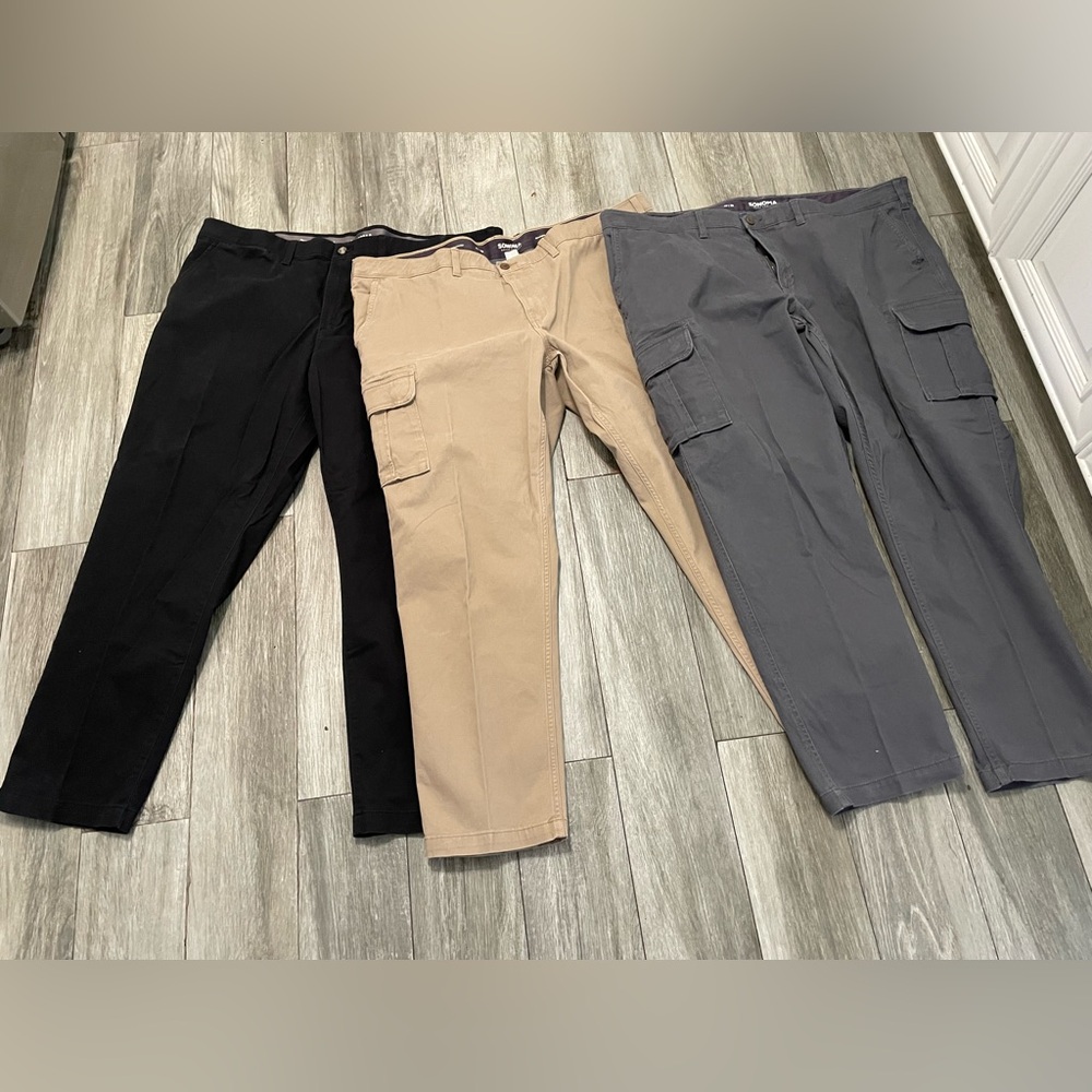 Bundle of 3 PR Sonoma Flexwear Straight leg Cargo Pockets Work pants 48/32